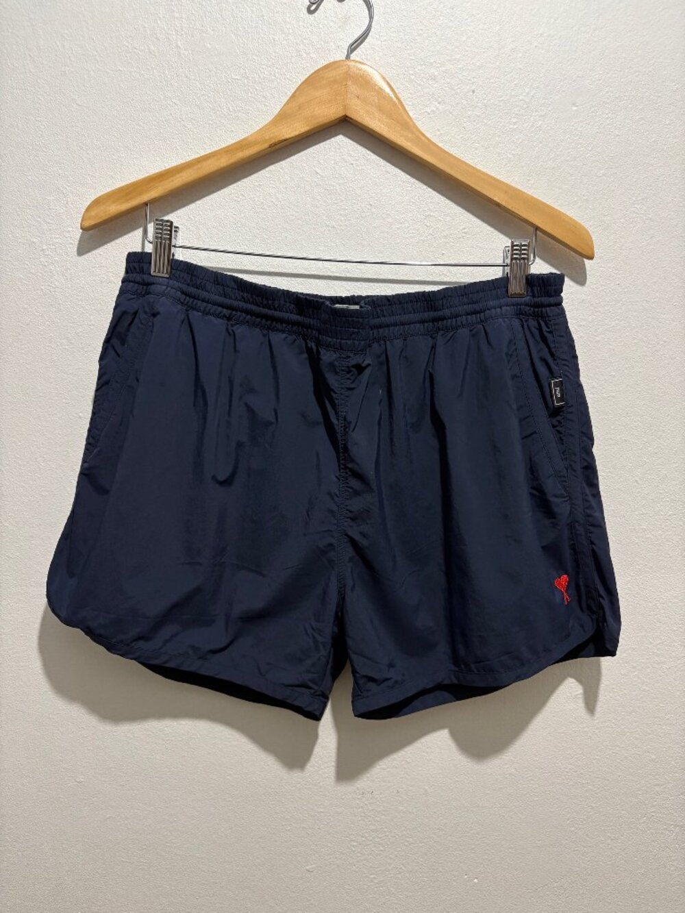 Men's Navy Swim Board Shorts with Red Heart Accent